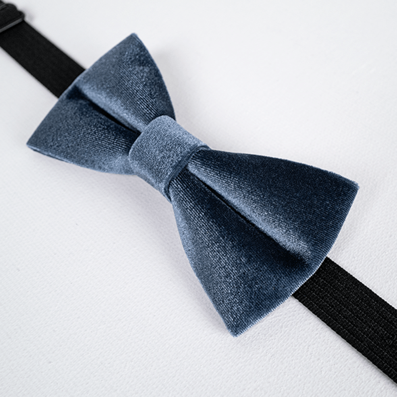 Men's Misty Gray Solid Color Velvet Bow Tie