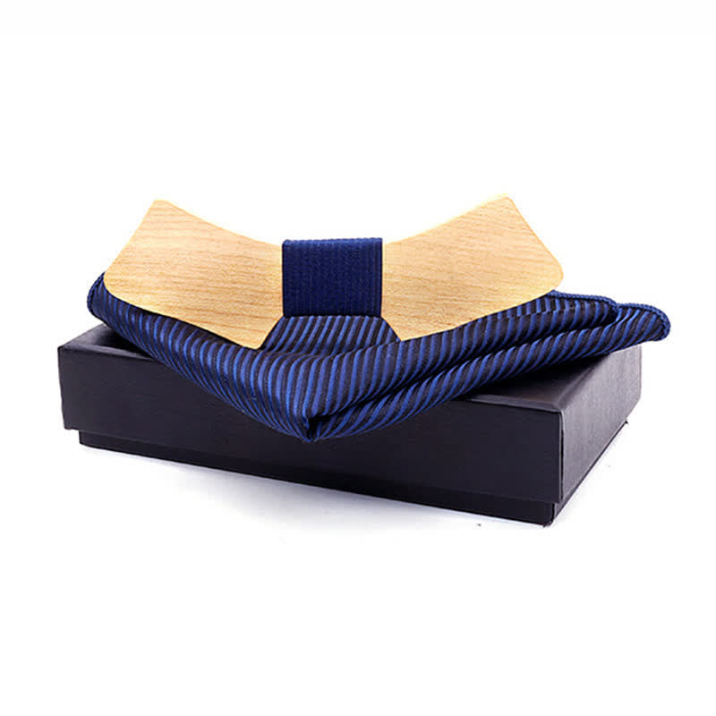 2Pcs Men's Collar-shaped Wooden Bow Tie Set