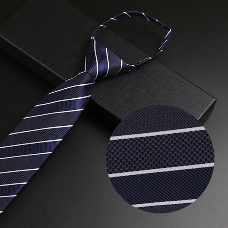 Men's Navy Blue Zipper Tie Formal Necktie