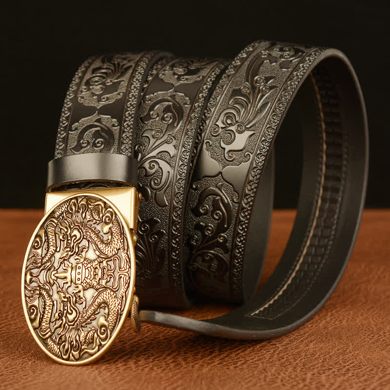 Men's Double Dragon Battling Leather Belt