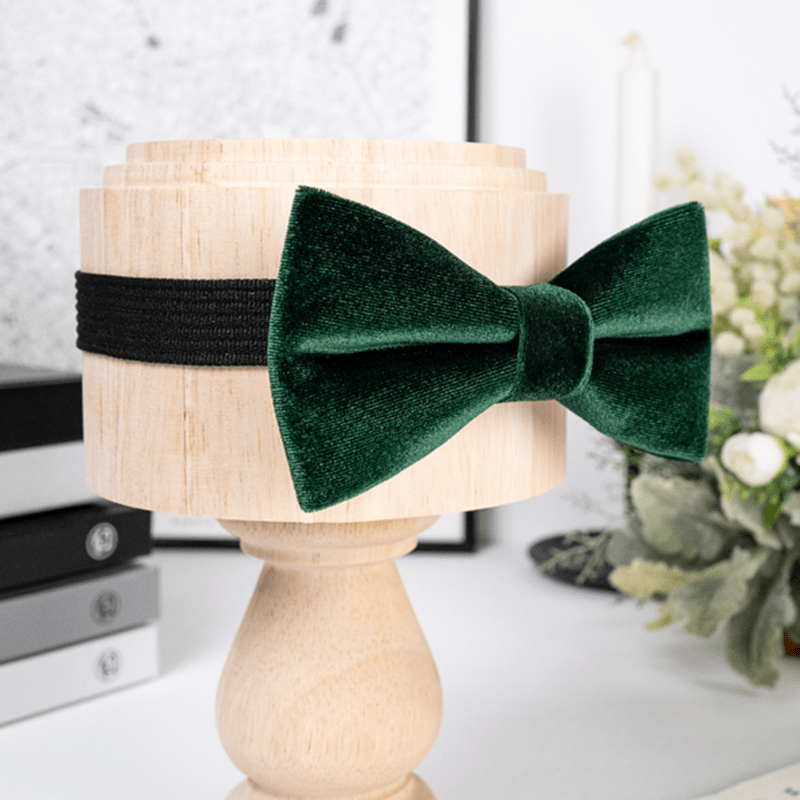 Men's Emerald Green Solid Color Velvet Bow Tie