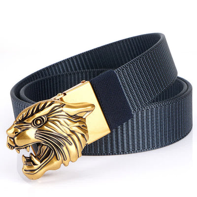 Men's Roaring Tiger Head Nylon Belt