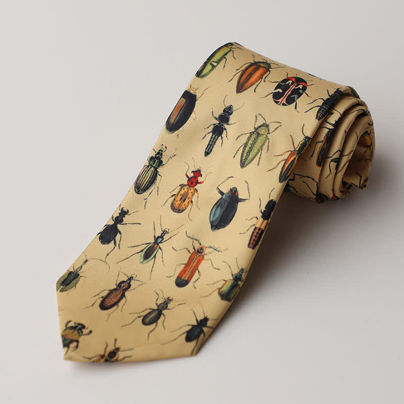 Men's Floral Animal Garden Scene Pattern Necktie