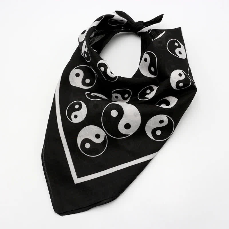 Black And White Yin Yang Printed Bandana