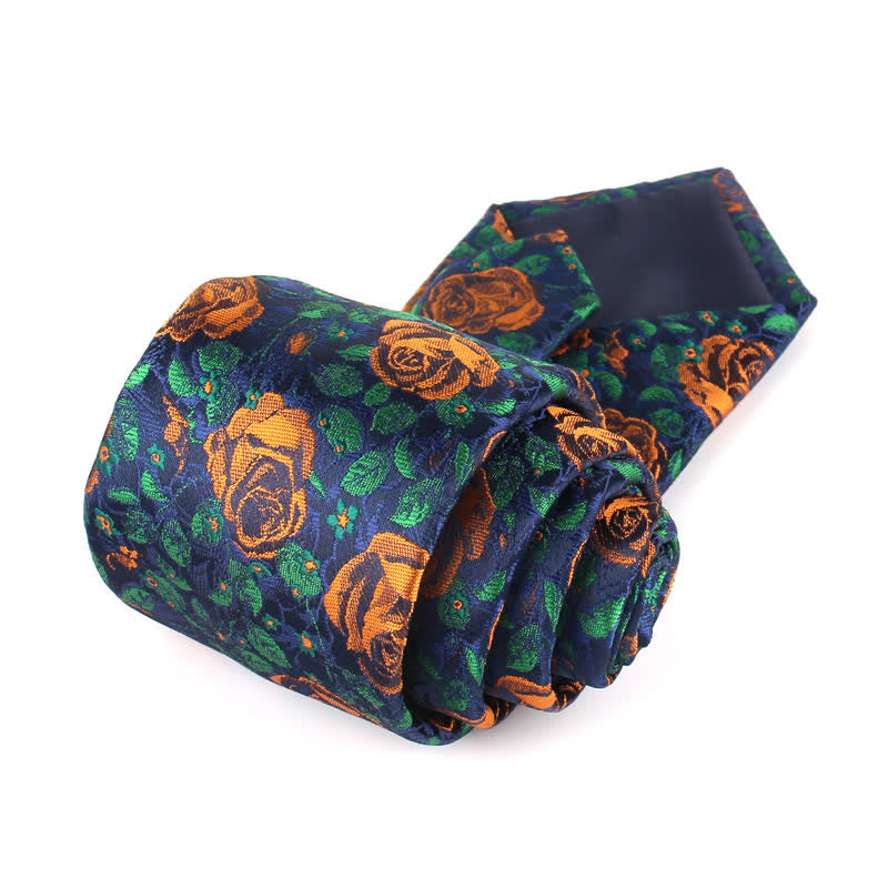 Men's Elegant Roses Leaves Necktie