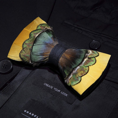 Yellow Peacock Feather Bow Tie Collection Bundle