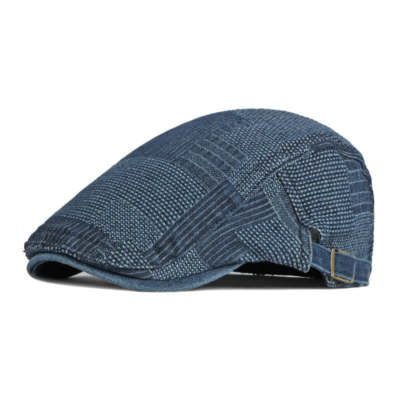 Personality Painter Washed Denim Beret Flat Cap