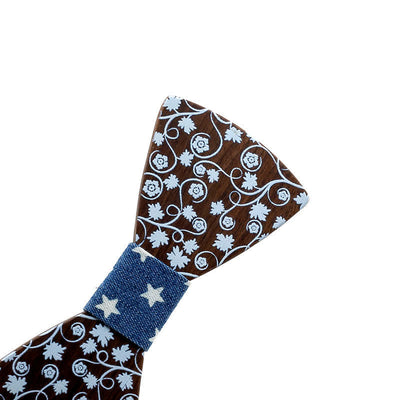 Kid Glorious Floral Printing Wooden Bow Tie