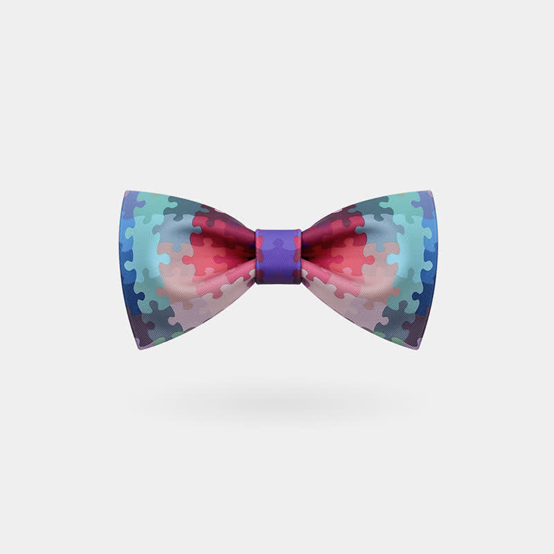 Men's Multicolor Block Puzzle Bow Tie