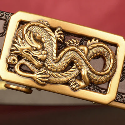 Men's Coiling Dragon Embossing Leather Belt