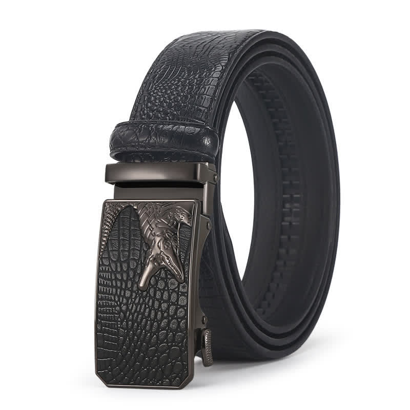 Men's Crocodile Pattern Automatic Buckle Leather Belt