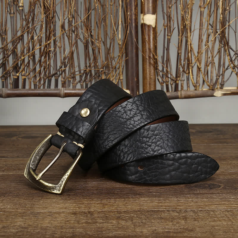 Men's Retro Yak Skin Pattern Leather Belt