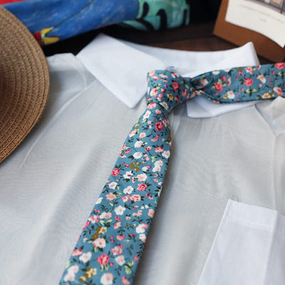 Men's Romantic Floral Skinny Necktie