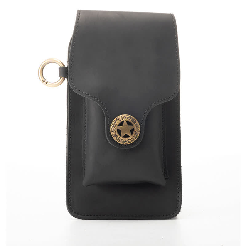 Leather Outdoor Magnetic Star Buckle Phone Belt Bag