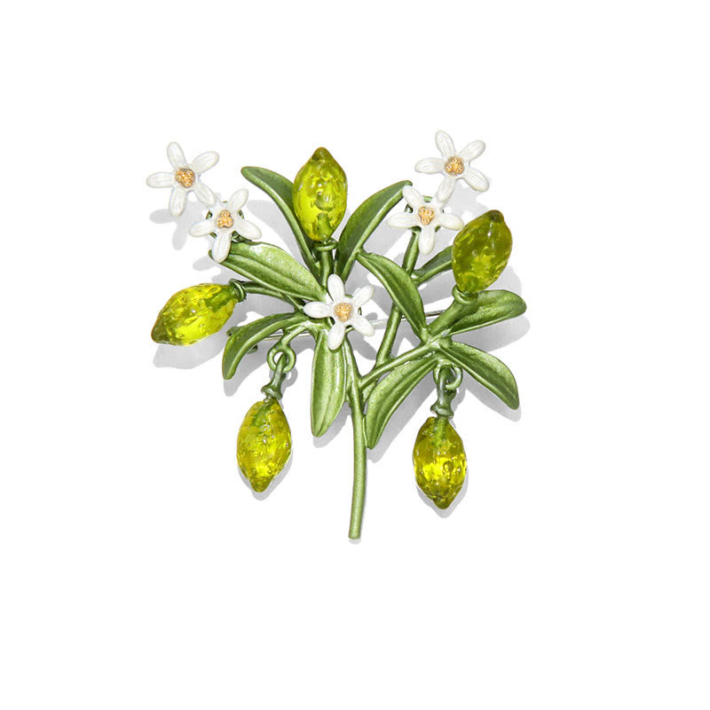 Women's Green Plant Lemon Drop Brooch