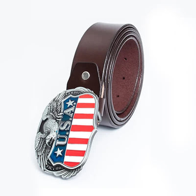 Men's Personality USA Flag Flying Eagle Leather Belt