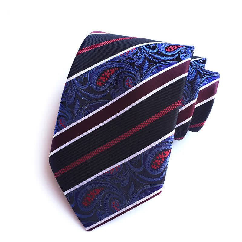 Navy & Black Men's Outstanding Stripe Paisley Necktie