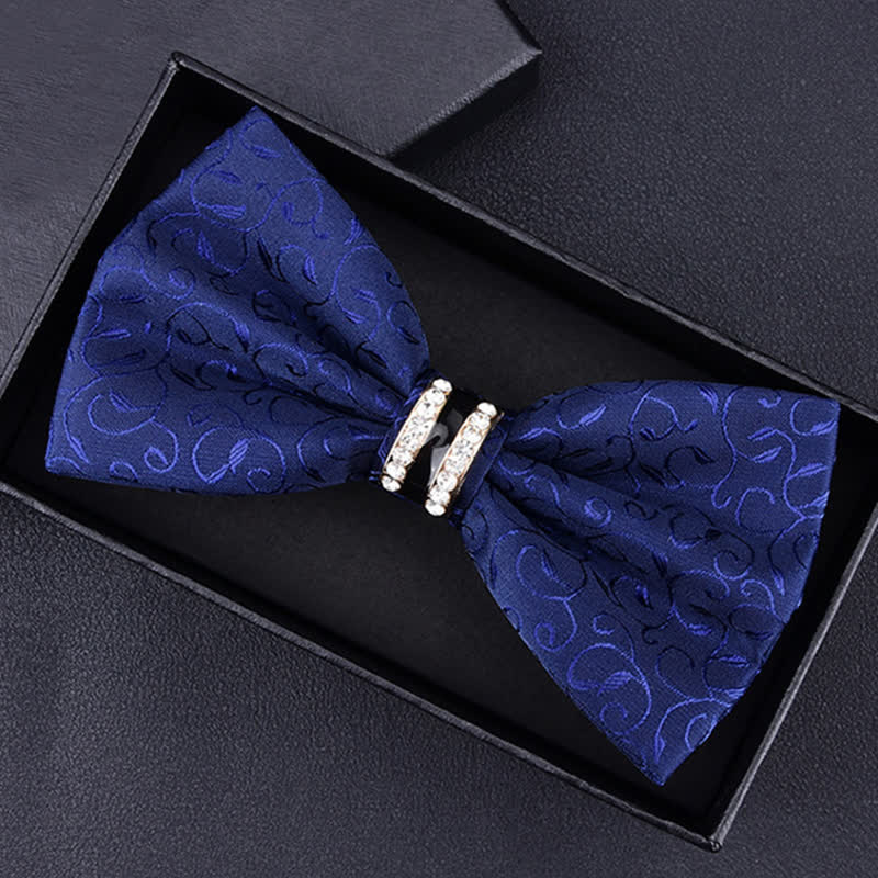 Men's Floral Paisley Striped Rhinestone Bow Tie