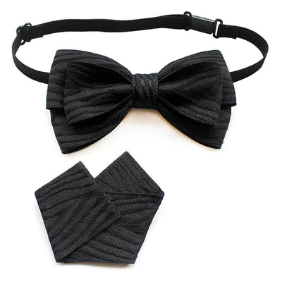 2Pcs Men's Pleated Striped Bow Tie Set