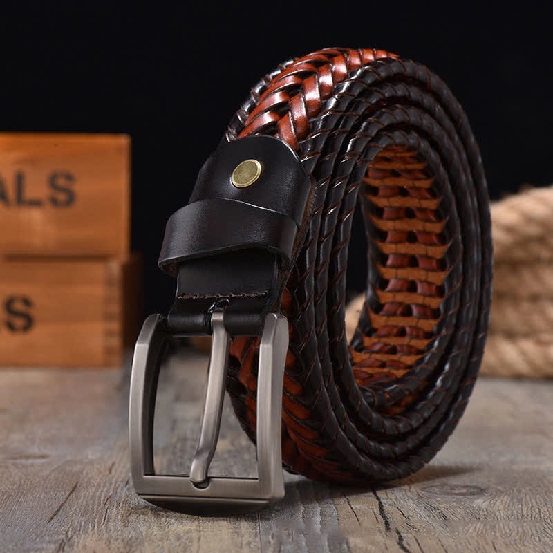 Men's Casual Handwoven Braided Leather Belt