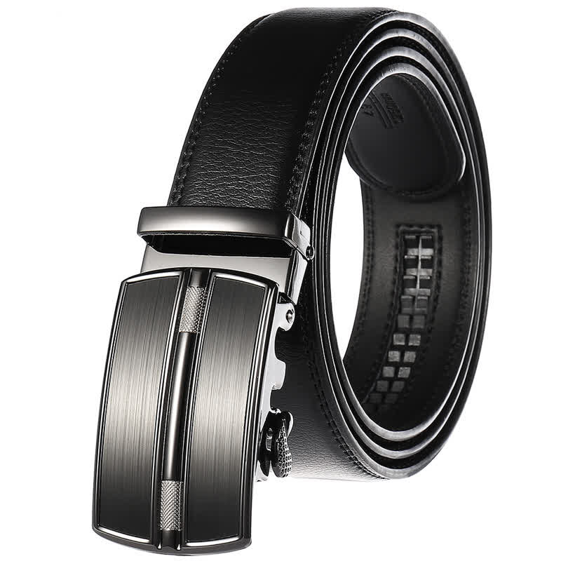 Men's Simple Hollow Automatic Buckle Leather Belt