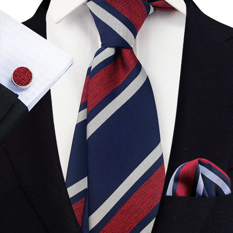 3Pcs Men's Symmetry Striped Formal Necktie Set