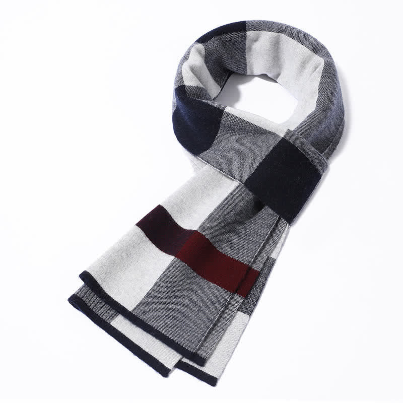 Men's Leisure Business Plaid Pure Wool Scarf