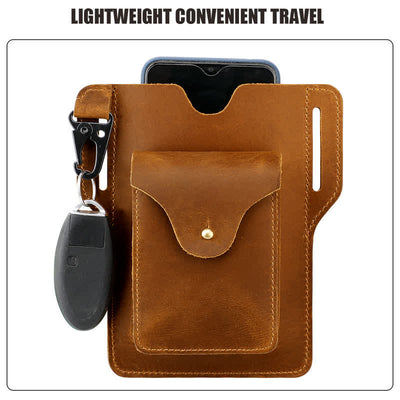 Outdoor Mobile Phone Holster Keychains Leather Belt Bag