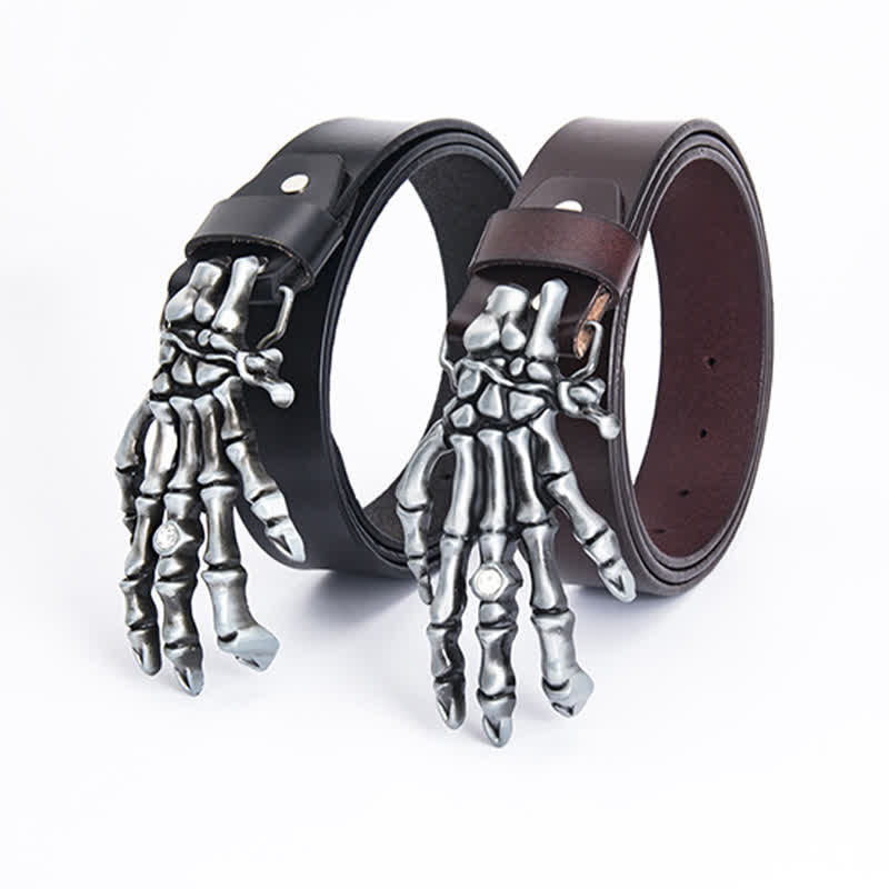 Men's Rock Punk Skeleton Hand Leather Belt