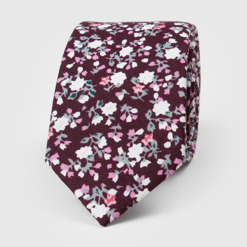 Men's Floral Printed Cotton Necktie