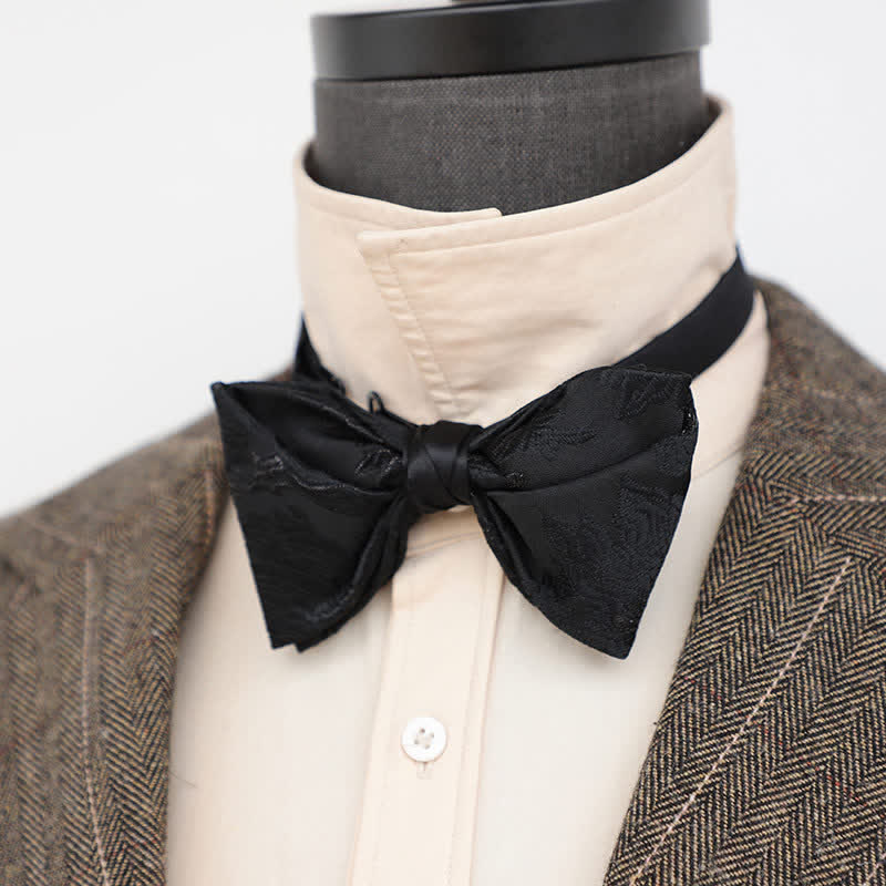 Men's Gentleman Black Delicate Pattern Bow Tie