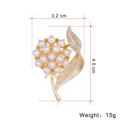 Women's Fresh Flower Pearl Brooch