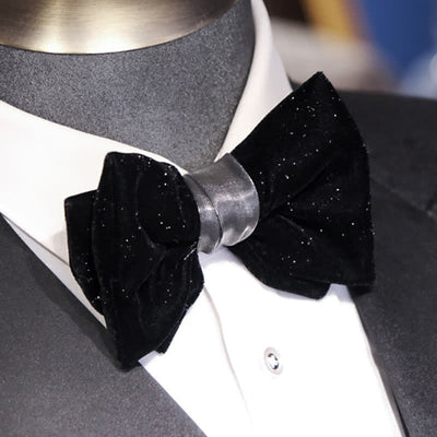Men's Elegant Black Velvet Stunning Bow Tie