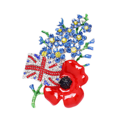 Unisex Multi Colour Union Flag Poppy Brooch