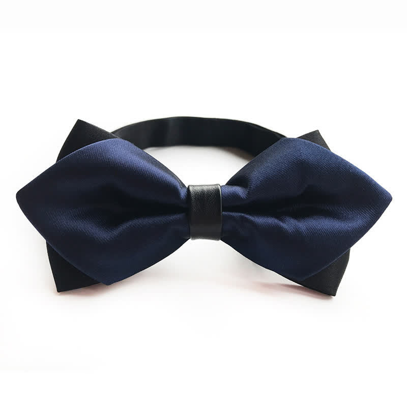 Men's Midnight Blue Double-layer Pointy Bow Tie