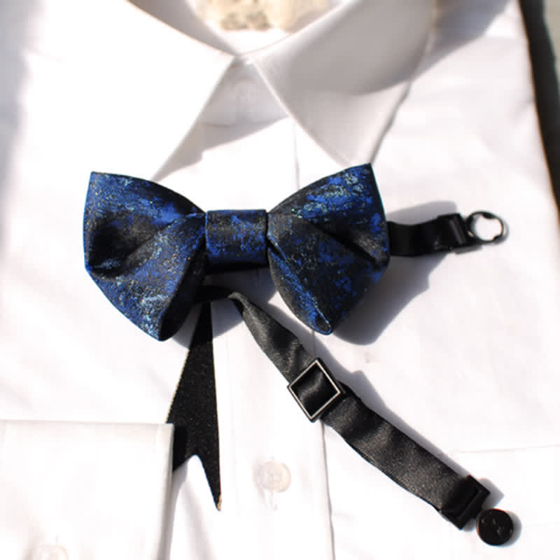 Men's Retro Royal Navy Blue & Black Bow Tie