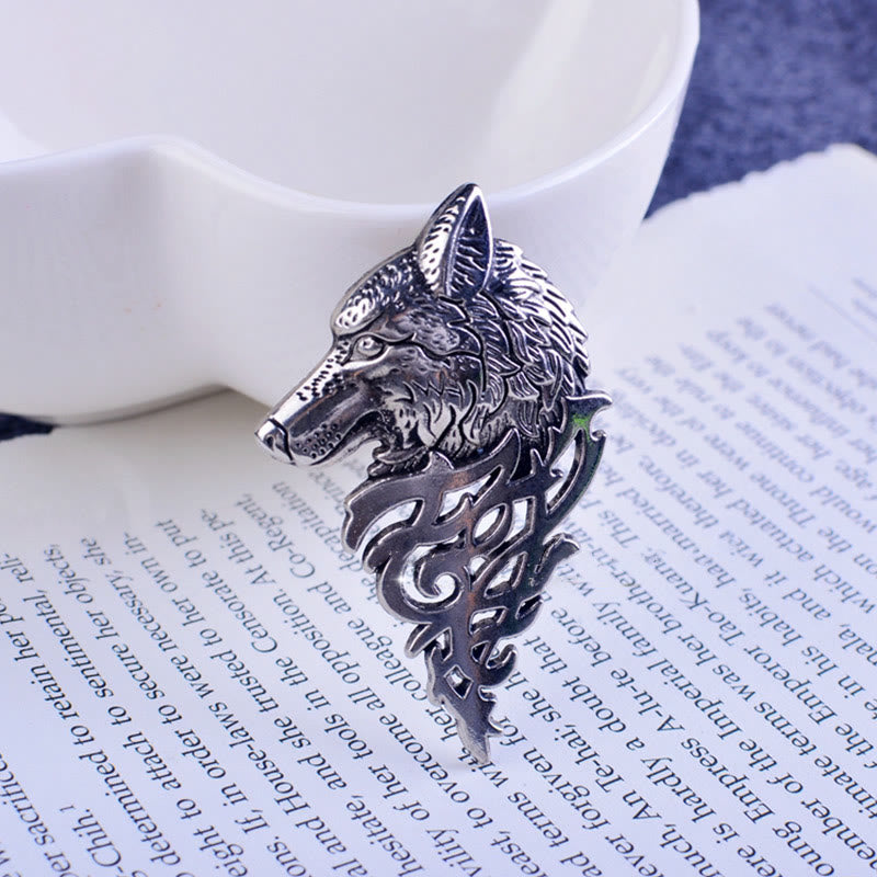 Men's Glamorous Hollow Wolf Head Brooch