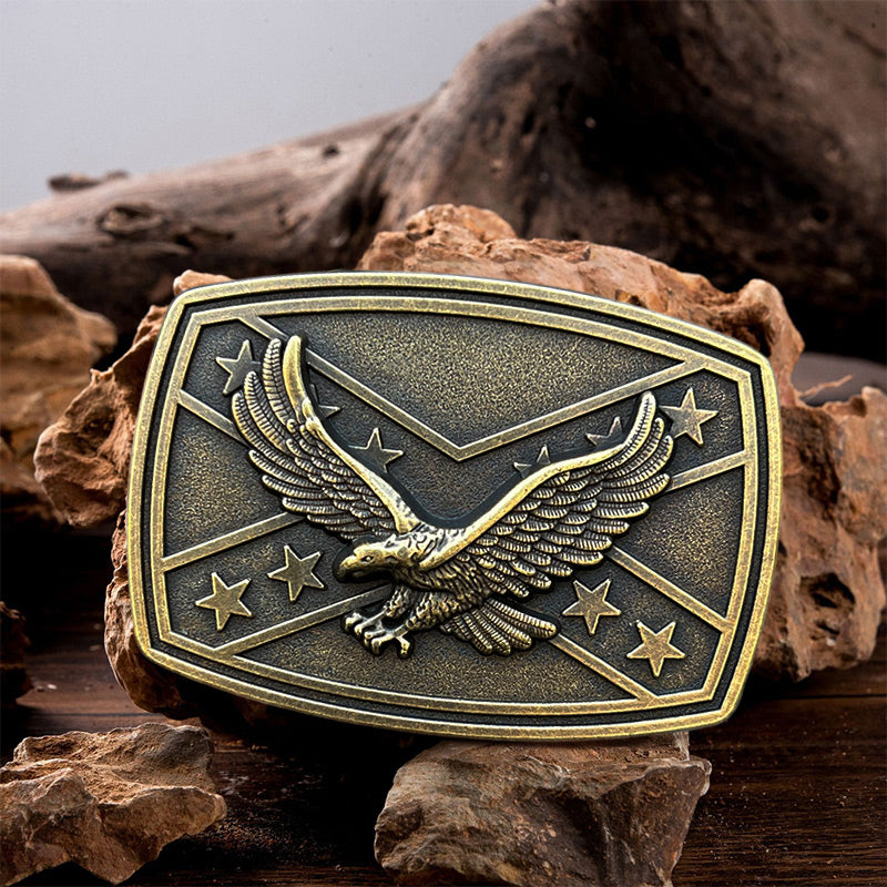 Men's DIY Eagle Flag Pattern Buckle Leather Belt