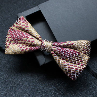 Men's Abstract Pattern Double Layers Bow Tie