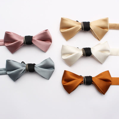 Men's Classic Glossy Solid Colored Bow Tie
