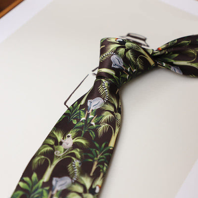 Men's Vintage Forest Animal Floral Necktie