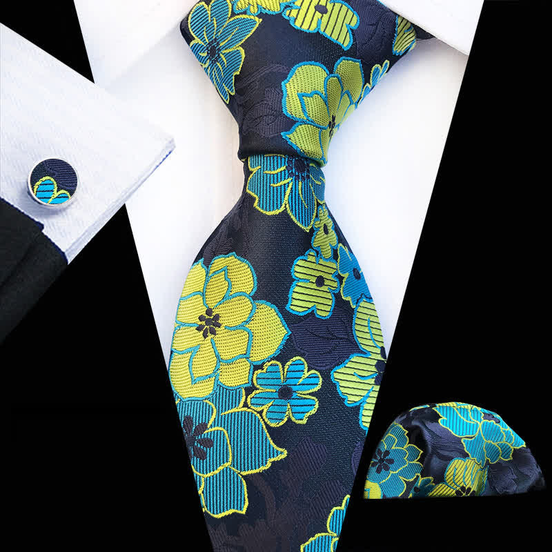 3Pcs Men's Blooming Flowery Necktie Set