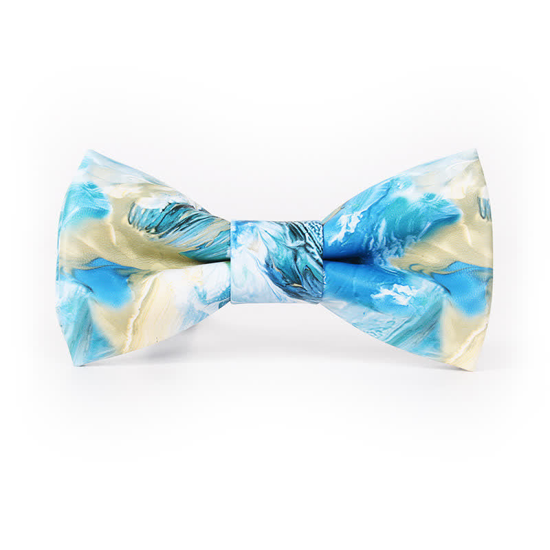 Men's Blue Ocean & Beach Leather Bow Tie