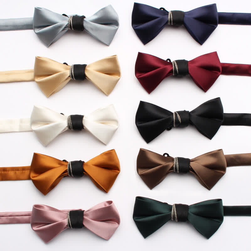 Men's Classic Glossy Solid Colored Bow Tie