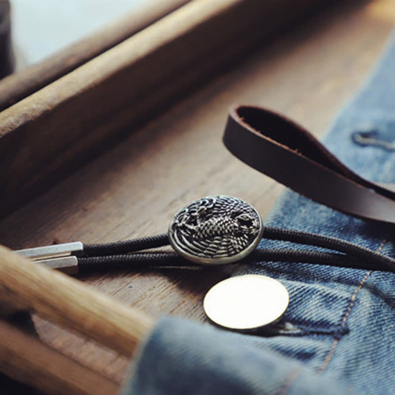 Carving Eagle Pattern Round Pendant Bolo Tie