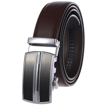 Men's Simple Hollow Automatic Buckle Leather Belt