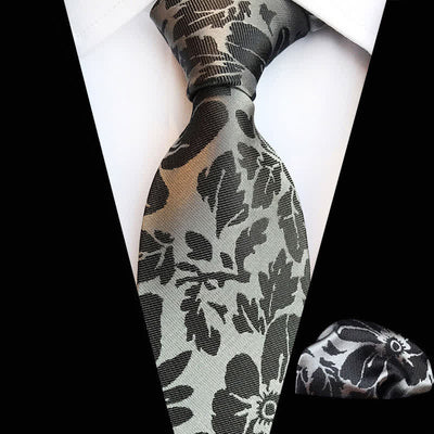 2Pcs Men's Garden Leaves Floral Necktie Set