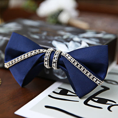 Men's Elegant Chain Bow Tie Pocket Square