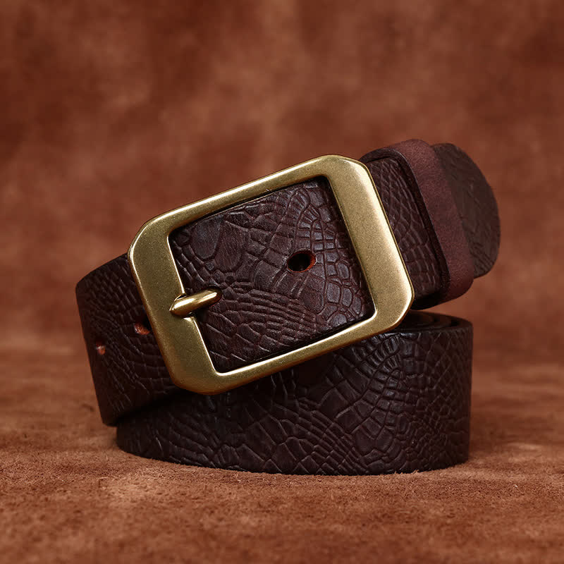 Men's Crocodile Print Full Grain Leather Belt