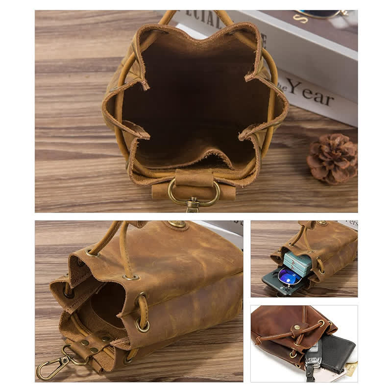 Small Wallet Coin Purse Drawstring Leather Belt Bag